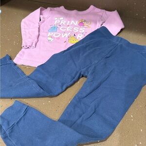 Gap Disney Pink Princess Top and Navy Pants Pajama Set